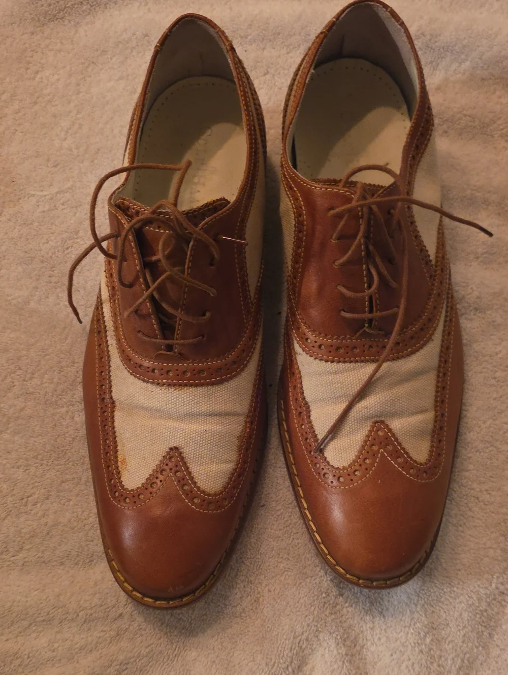 Cole Haan Brown and Beige Wingtip Oxfords